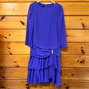 VTG 80’s Ursula Of Switzerland Purple Midi Long Sleeves Round Neck 12